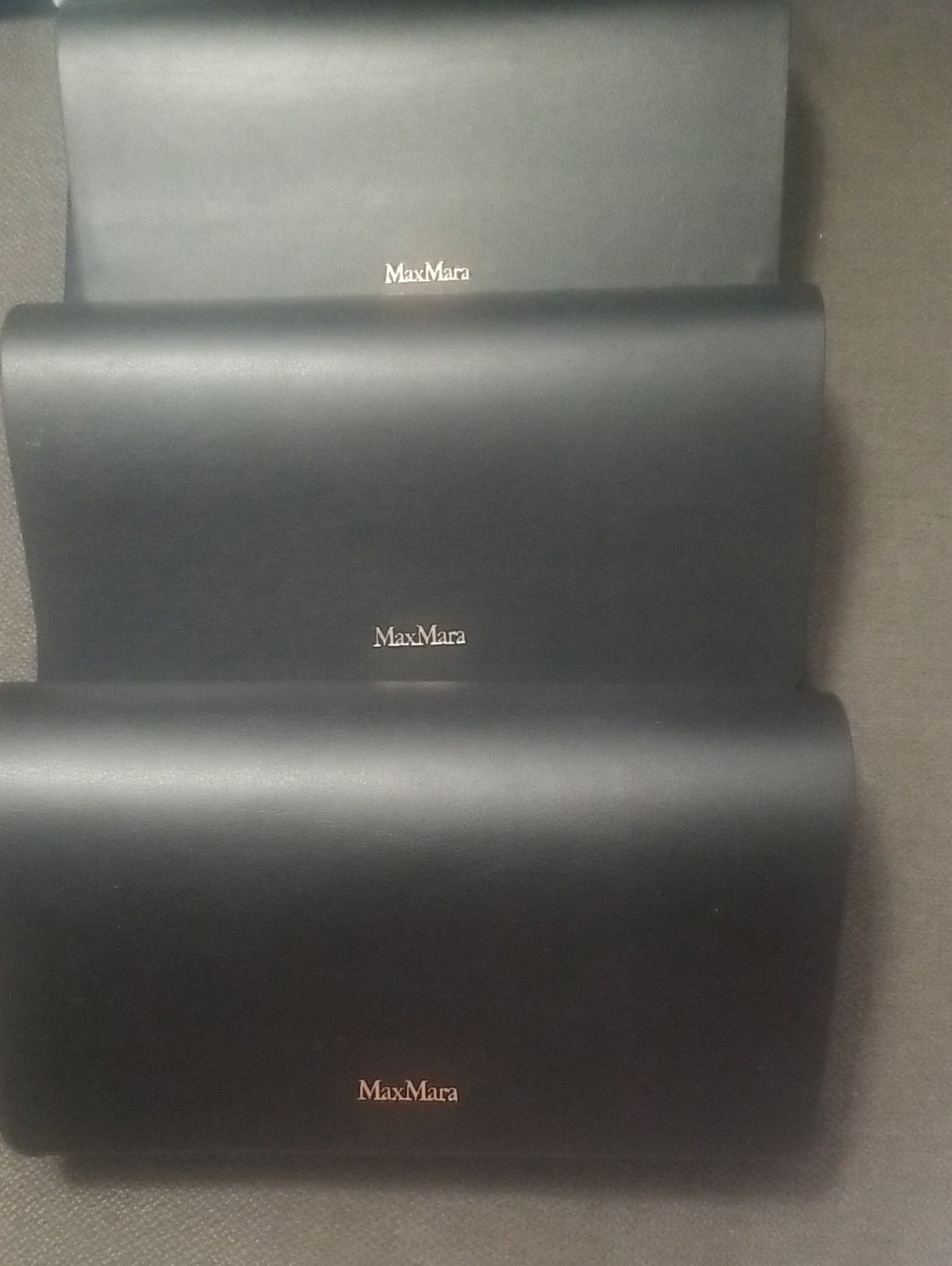 MaxMara Navy Leather Clutch Trio